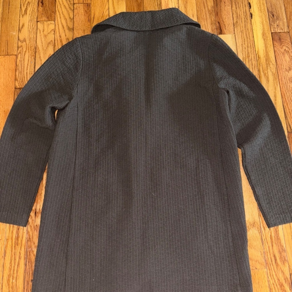 Eileen Fisher Cotton Blend Lightweight Textured Olive Open Jacket Sz Medium - Picture 2 of 12